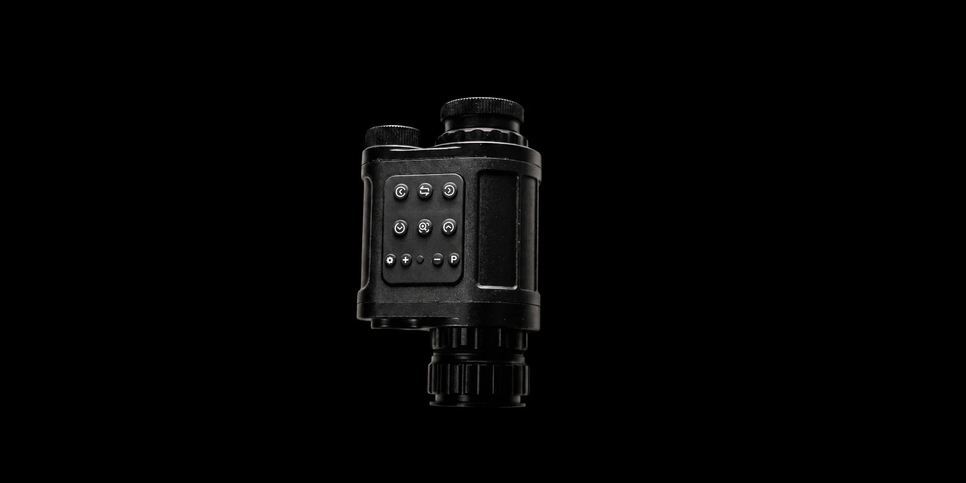 Top-down view of the PREDATOR device showing eyepiece, buttons, and display end