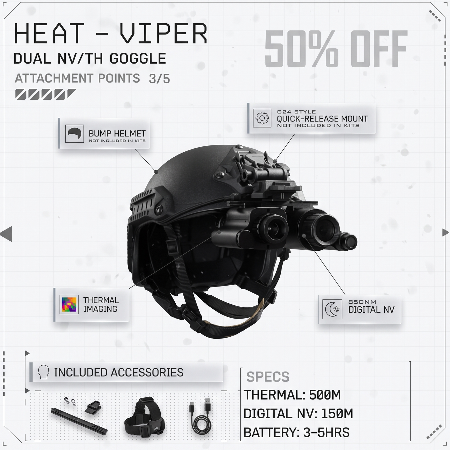 [NEW] HEAT Thermal / VIPER Night Vision Goggles Bridgeable Monoculars