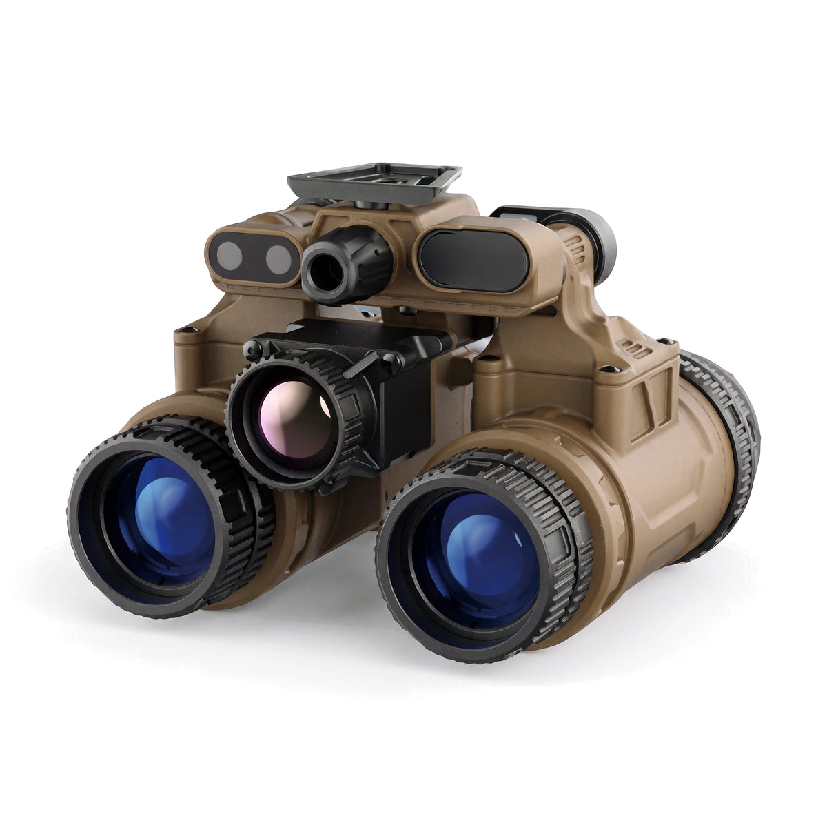 DFB-31 dual fusion night vision binocular with built in 640 thermal, front three quarter view