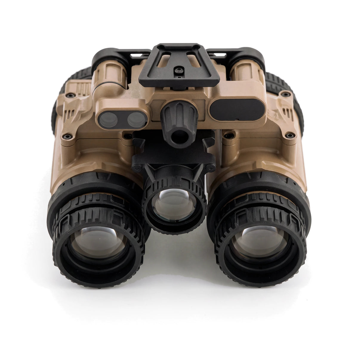 DFB-31 fusion binocular seen from above the front: shoe, top housing, thermal lens and both tubes