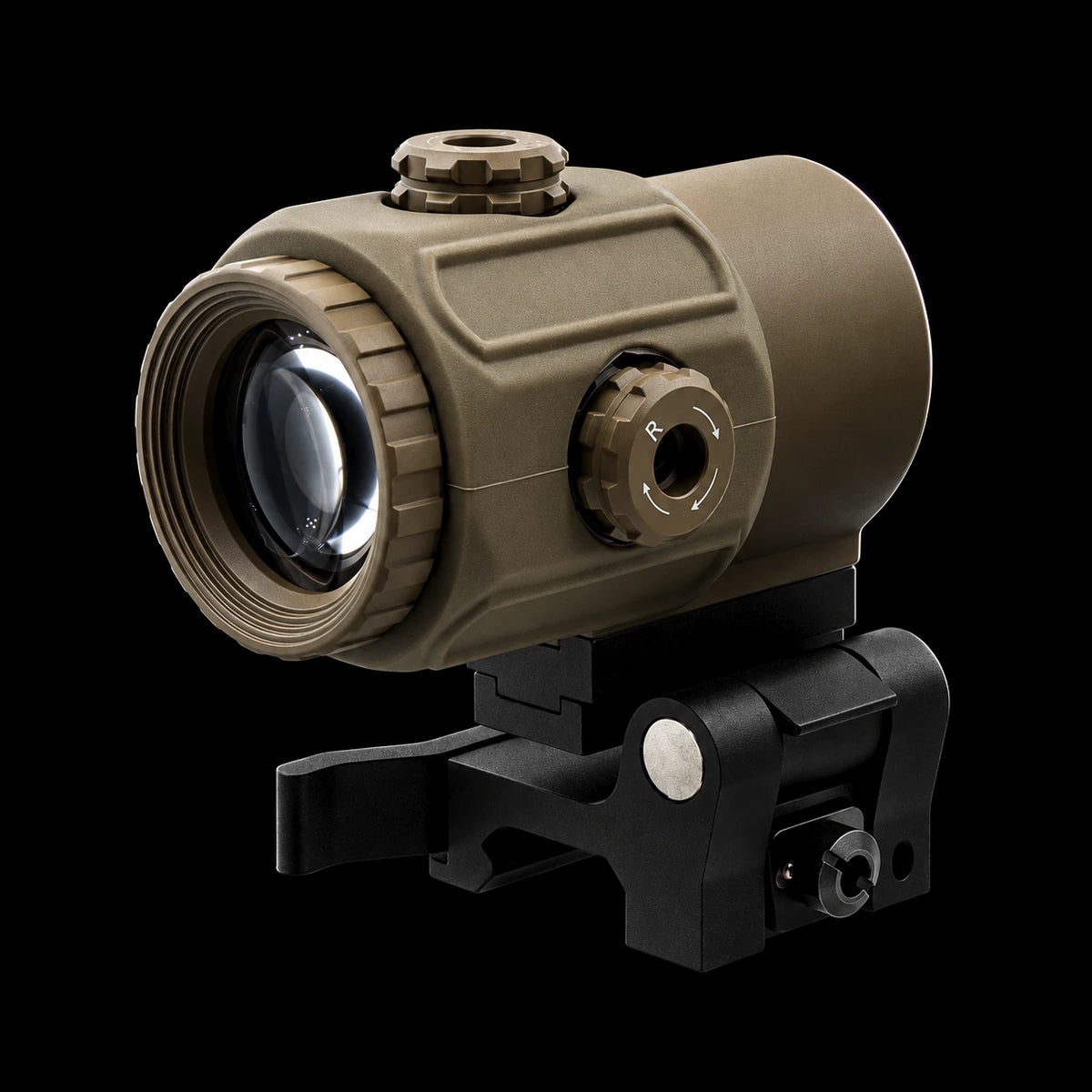 3X MAG flip to side magnifier, tan, on black
