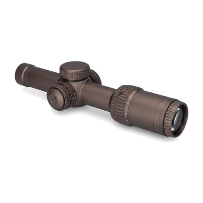 RZ 1-6 LPVO riflescope, tan, three quarter view from the eyepiece end