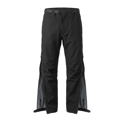 TALON Hardshell Pants, Black Fleece-Lined, side zips open to show the lining