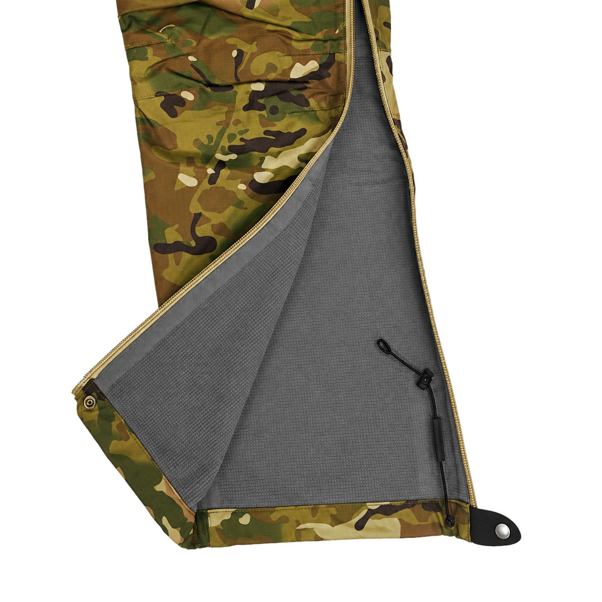 TALON Hardshell Pants Multicam Fleece-Lined, fleece lining at the opened side zip