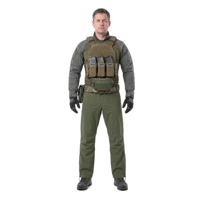TALON Hardshell Pants in Ranger Green, worn with a Ranger Green kit, front view