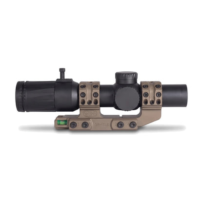 Night Operators VD 1-10 LPVO in the tan SPUR 34 mm cantilever mount, 1.50 in, on white